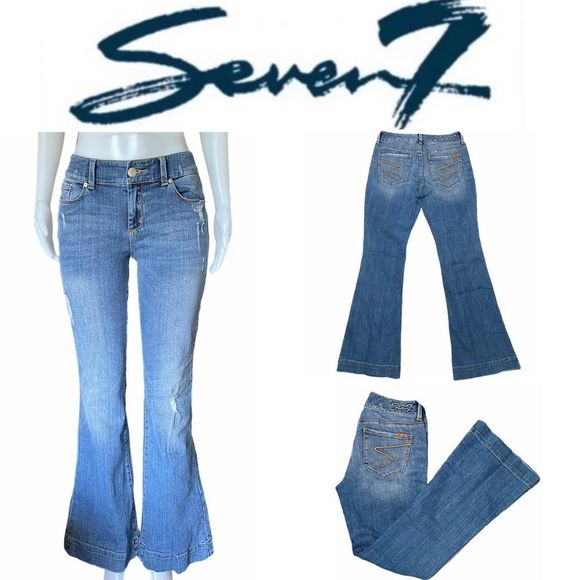 Jean Femme Seven7 Taille 27 - Large Leg - Bleu Foncé - Neuf Avec étiquettes